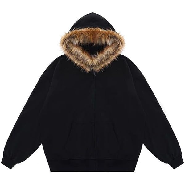 ジャケット・アウター In the attic 00s fur mods coat y2k emo Y2k Zip Up Hoodie Fur Jackets Winter Coats Teen Emo Grunge